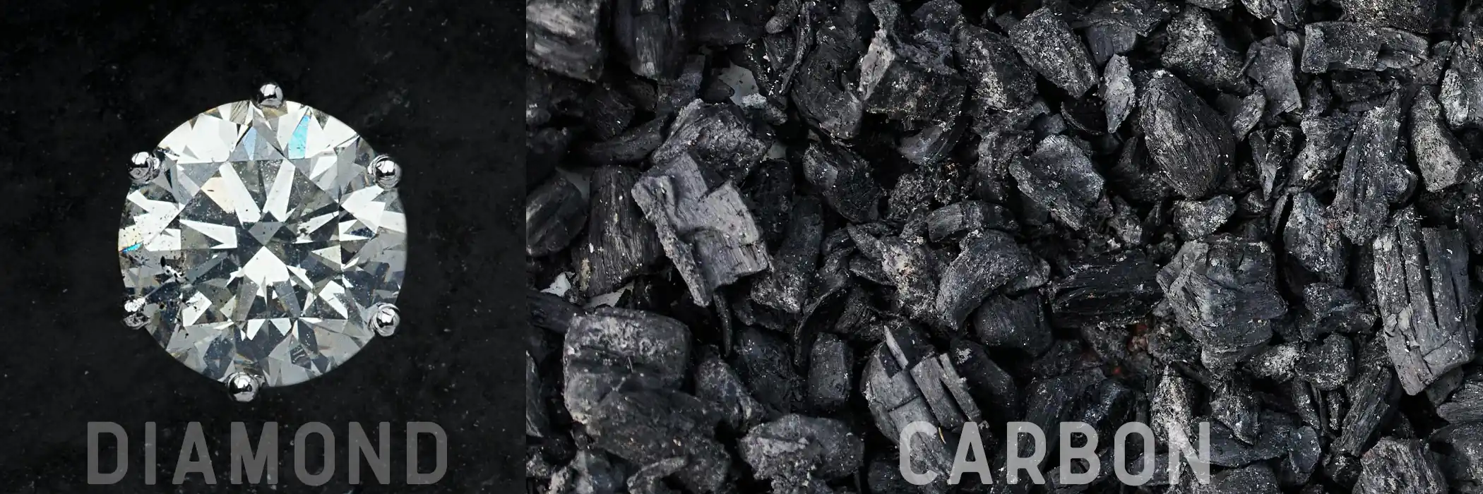 Lab-grown and mined diamonds of equivalent quality side by side